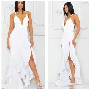 White Maxi Spaghetti Strap Floor Length Dress NWT